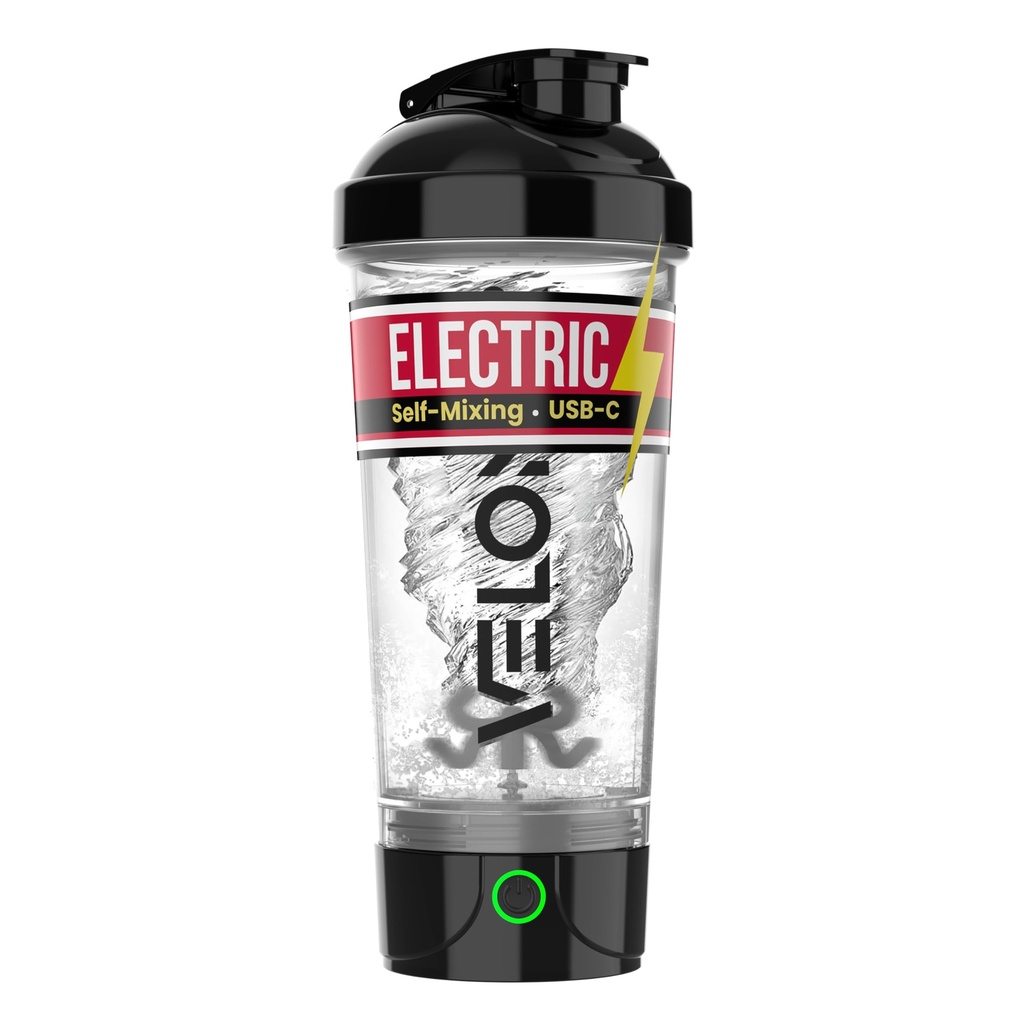 VELOMIX Electric Protein Shaker Butelka - 24 oz 124; USB- C Rechargeable 124; Leak Proof Shaker Cups for Protein Shakes 124; Portable Blender for Shakes and Smoothie (Electric- Transparent)