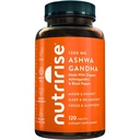 NutriRise Organic Ashwagandha Kapsułki korzeniowe z Black Pepper, 1300mg, Natural Stress & Mood, Tyroid, i suplement immunologiczny, Klarowność, Focus & Energy, Gluten Free, 120 Count