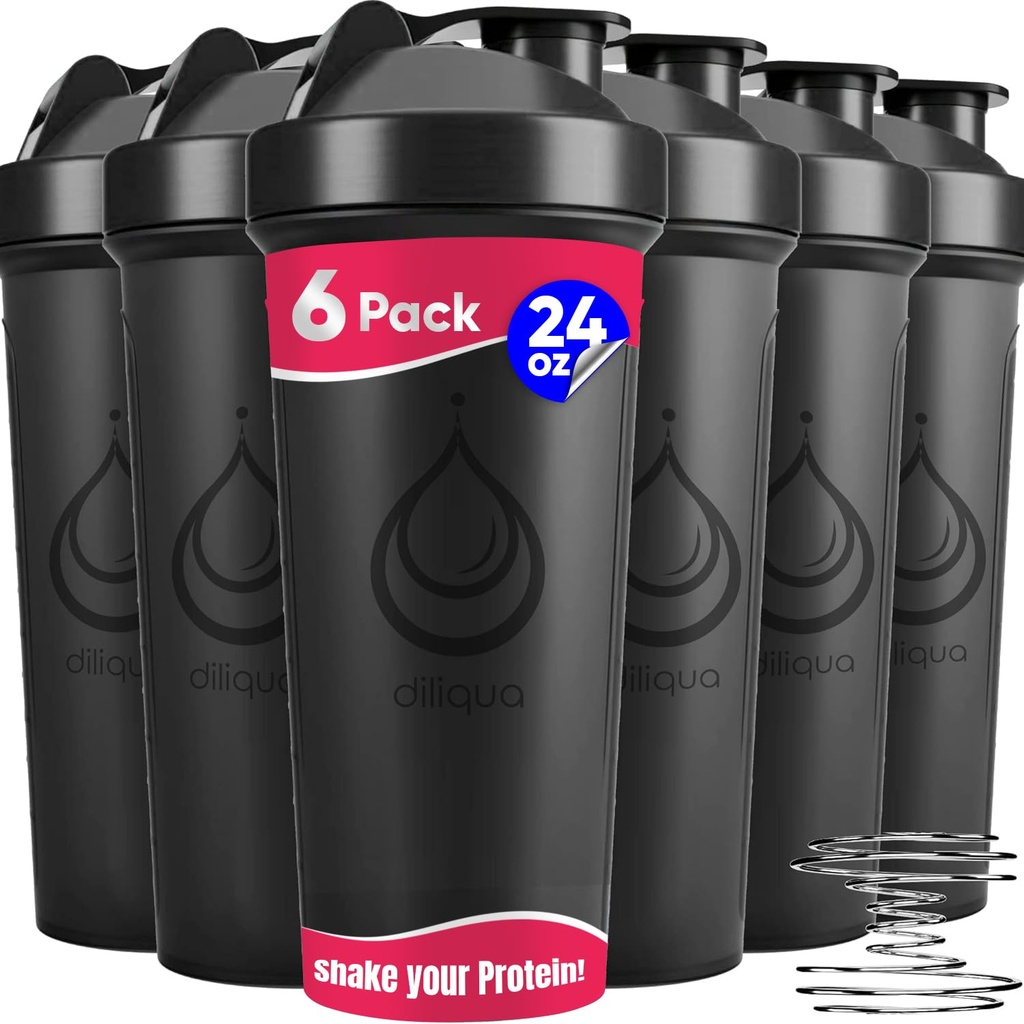 6 opakowania, Butelki shaker z drucianymi whisky do mieszania białka 124; Nieszczelne Butelki Blender Shaker Pack 124; BPA- Free & Zmywarka Sejf 124; 6 24 butelki shaker Oz 124; Butelki shaker do shake