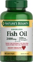 Nature 's Bounty Odorless Fish Oil, 1200mg Omega-3 per serving including EPA & DHA, Wspiera zdrowie serca, Oczyszczony w celu wyeliminowania rtęci, Powleczone softgels, Gluten Free, No Shellfish, 90 Ct