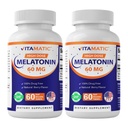 Melatonina witamatyczna 60 mg tabletki szybko rozpuszczające - 60 tabletek naturalnego aromatu jagodowego - Non-Habit Forming - Non-GMO, Gluten Free (2 butelki)