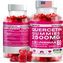 Quercetin Gummies - 2500MG z Bromelainem, L- Theanine - Immune Support Gummies Allergy Relief & Lung Health dla dzieci i dorosłych