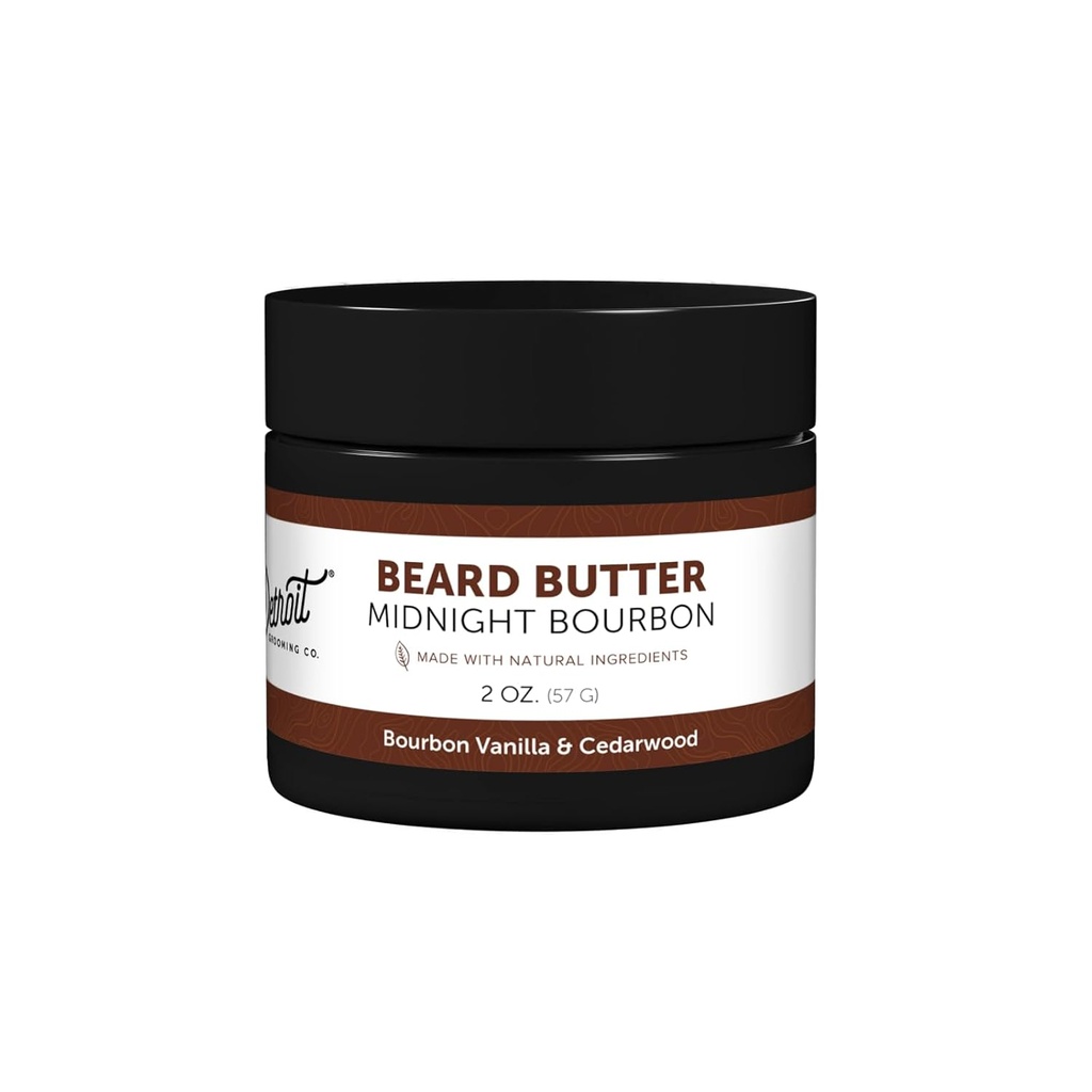 Detroit Grooming Co. Beard Masło dla mężczyzn 124; Limited Edition Xi124; Softens, Hydrates & Nourishes z Safflower Oil & Shea Butter & 124; Midnight Bourbon Scent, 2oz