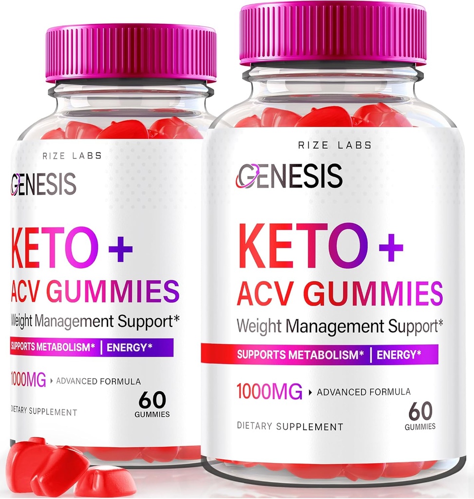 Rize laboratoria - Genesis Keto Keto + ACV Gumiaki, Suplement do zaawansowanej utraty wagi, Wszystkie naturalne Extreme 2000mg Gumiaki (120 Gumiaki)