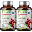 biophix D- Mannose 1000mg kapsułki z żurawinem i probiotykami - D Mannose Suplementy dla kobiet - D- Mannose Pigułki do Traktu moczowego & Bladder Health Support - Digestive Well- Being - 120 Vcaps 2 Pack