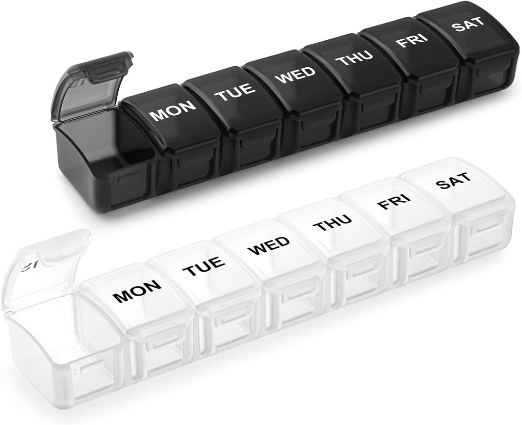 Małe pióro Organizator 2 razy dziennie, 2 Pack 7 dzień pióro Pudełko 1 raz dziennie, Przyjazny dzień Witamina Organizator, Cotygodniowy AM PM pill Case Container