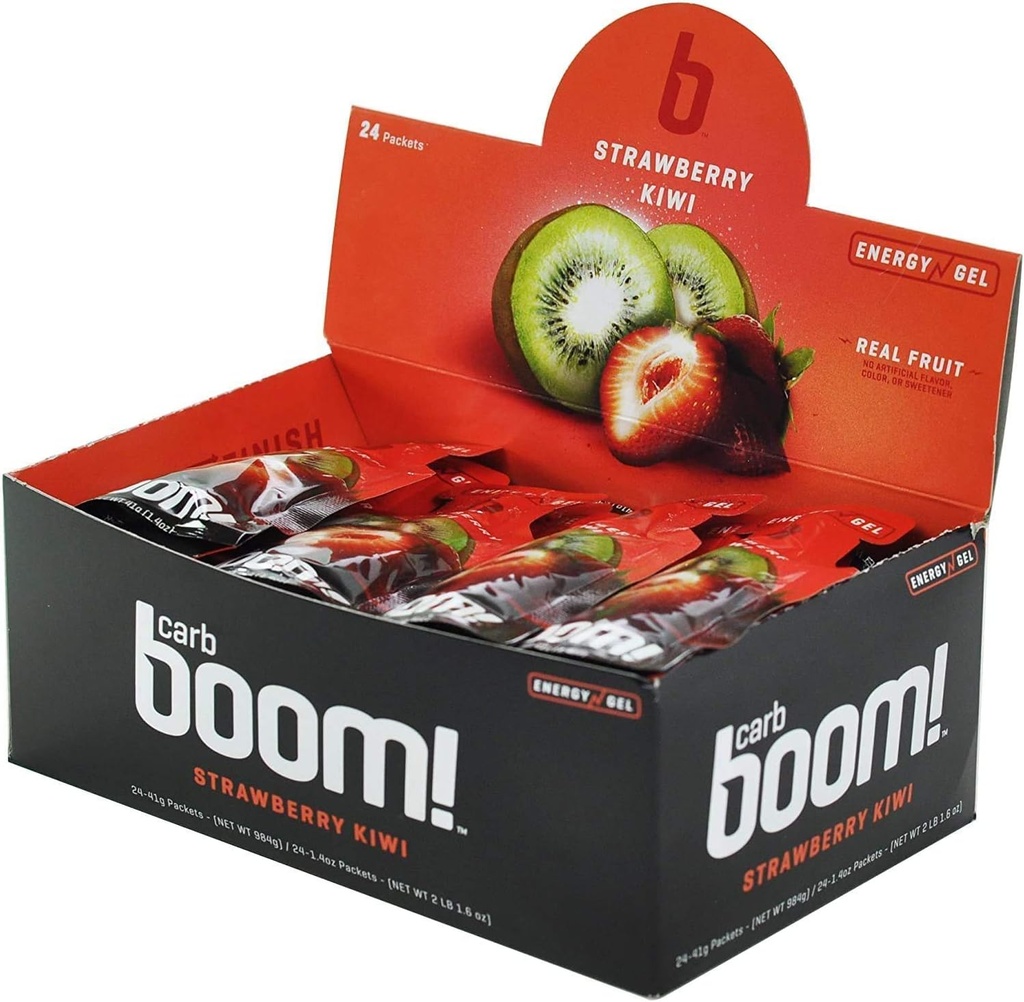 Boom Żywienie Carb Energy żel - Fruit- aromatyczny żel do jazdy na rowerze i biegu - Natural Variety 6 Flavors (2 Każdy) - 12 Pack