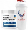 Bucked Up Creastine & Shaker Bundle - Mikronizowany proszek do kreacji (250g, 50 Servings) + 28oz Leak- Proof BPA- Free Butelka shaker do optymalnego mieszania