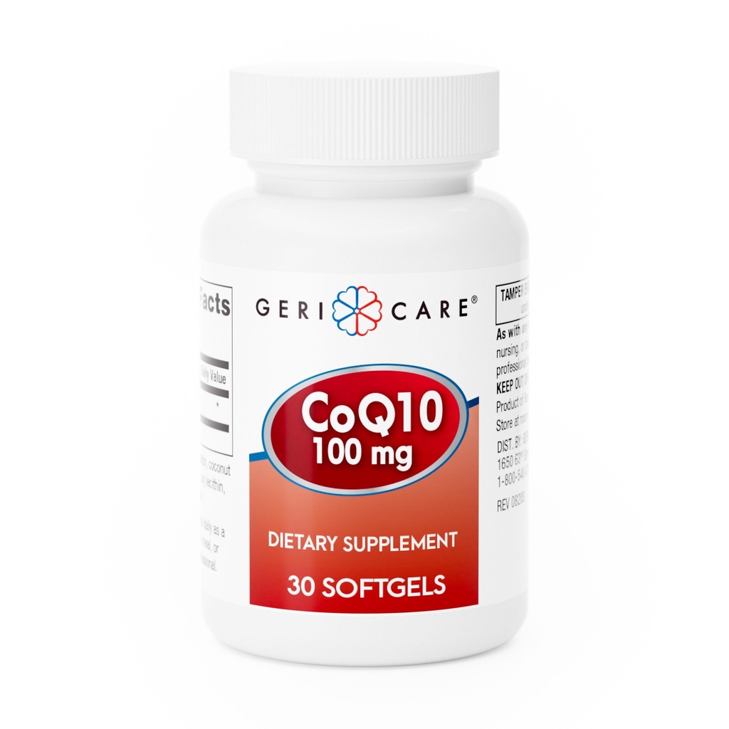 GeriCare CoQ10 100mg Softgels - Wysoka Wchłanianie Co Q 10 Suplement - Łatwe połknięcie Q10 Koenzym dla mężczyzn, kobiet i osób starszych - 1 Miesiąc Dostawy, 30 Hrabia - Przyjazny dla podróżujących