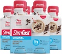 SlimFast Meal Replacement Shake, Oryginalny Cappuccino Delight, 10 g Gotowy do picia białka do utraty wagi, 11 Fl. Oz Butelka, 4 Hrabia (Packaging May Vary)