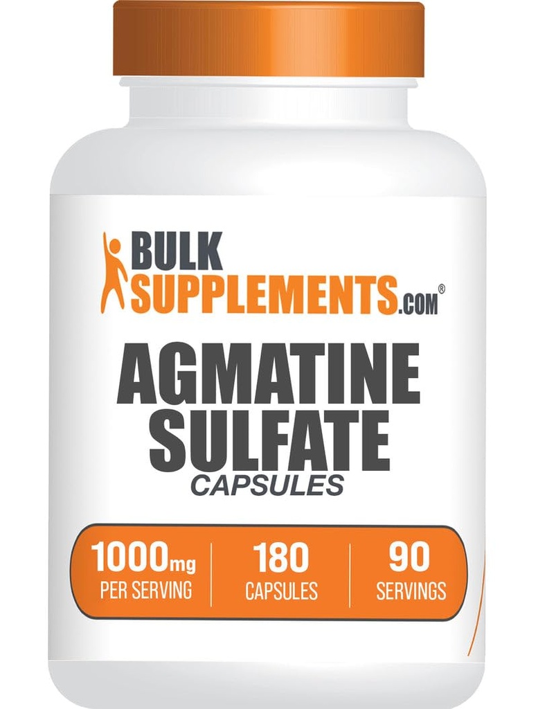 BulkSupplements.com Kapsułki siarczanowe Agmatine - Suplement tlenku azotu, Suplement Agmatine - Gluten Free, 2 Kapsułki na Serving, 180 Ilość (Opakowanie 1)