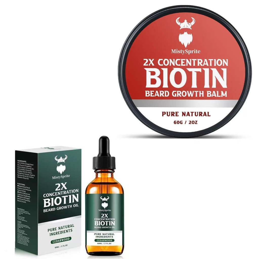 Biotin Beard Balm dla mężczyzn i kondycjonowanie Beard Wax i wzrost Beard Growth Oil z 2X Koncentracja Biotyna dla mężczyzn, Hydrates & Grubość Włosy twarzy