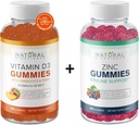 Natural BioScience Sugar Free Witamina D3 K2 Gummies 5000 IU & Cynk Gummies 50 mg, Dodatkowa siła, Immune Support, Bone Health, Heart Health, Skin Support, 60 Gummy Vitamin