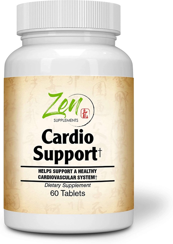 Suplementy Zen - Cardio Support Plus przeciwutleniacze, L- Karnityna, L- Tauryna, z koenzym Q10, Hawthorn, Horsechestnut, Cayenne, Nasiona winogron i witaminy E, Promotuje zdrowe serce 60- Tabs