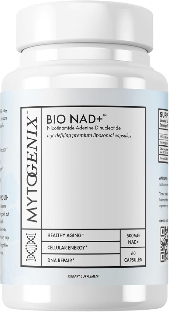 Pure NAD + kapsułki - Nikotynamid Dinukleotyd adeniny - NAD + Suplement - 60 Kapsułek na butelkę - 500mg NAD + na podawanie - Promotes Anti- Aging - Zdrowie i funkcje komórkowe - Naprawa DNA