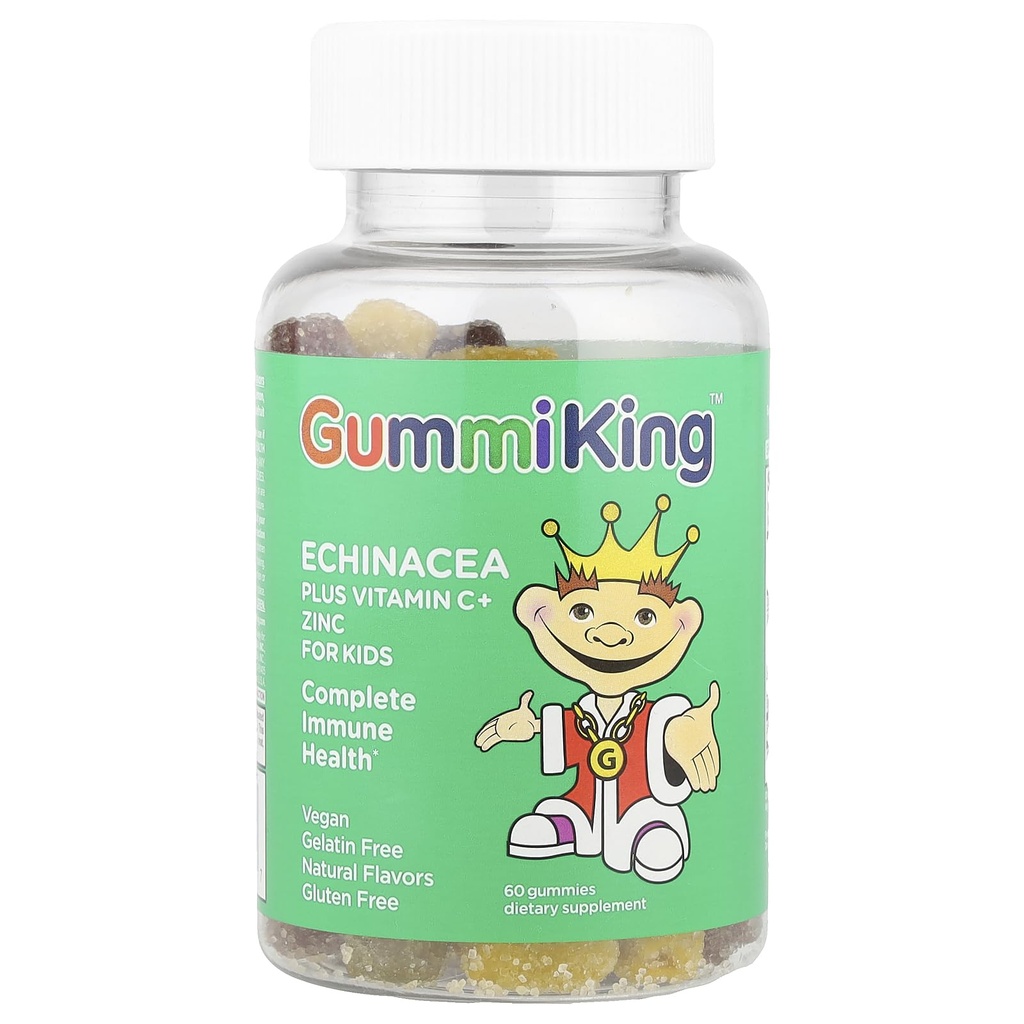 Gummi King Echinacea Plus Vitamin- C Suplement cynku, truskawka / cytryna / pomarańcza / winogrono / wiśnia / grejpfrut, 60