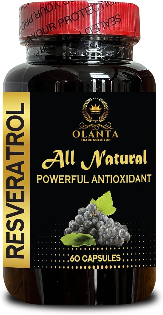 Resveratrol Extract Supplement, Antyoksydant Support, Anti- Aging Formula, 60 Kapsułki
