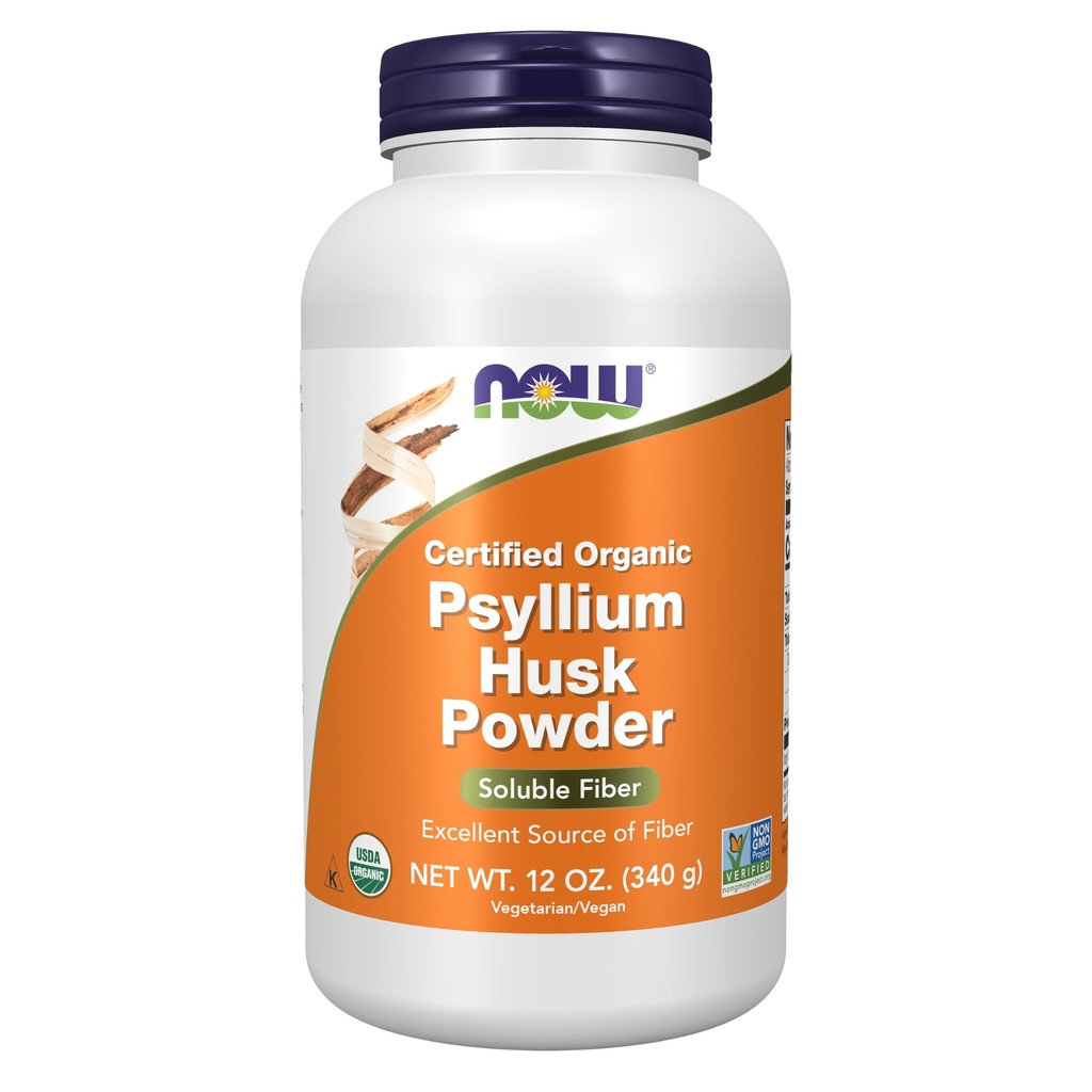 Teraz żywności Suplementy, Pyllium Husk Proszek, Certified Organic, NieGMO Projekt zweryfikowany, Fiber rozpuszczalny, 12- unce