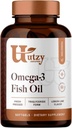 Utzy Naturals Omega-3 Fish Oil 124; 800 mg Omega-3 Omega 124; with EPA and DHA Equipment 124; Natural Lemon Flavor Equipment 124; 60 Softgels