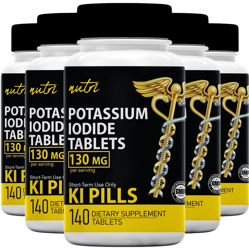 Fuzje Przyroda Tabletki Jodku potasu (Opakowanie po 5) 130 mg - 700 tabletek EXP 10 / 2032 - Yodo Naciente - KI Pills - Yoduro de Potasio