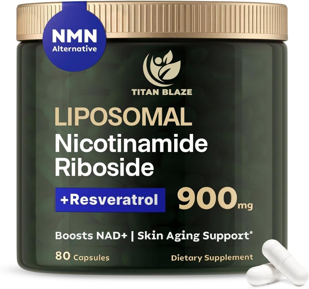 NAD + Nikotynamid Ribozyd z Resveratrol & Quercetin NMN Alternatywny - Premium Anti- Aging Supplement for Energy, Focus, and Cellular Support - 80 Kapsułki o wysokiej czystości 900mg