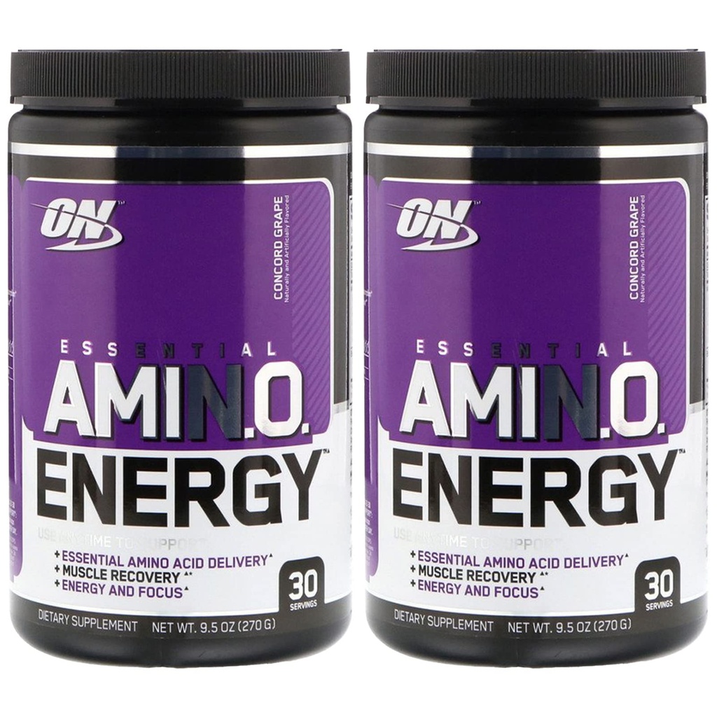 Optimum Nutrition, (2 opakowania podstawowe Amin.O. Energy, Concord Grape, 9,5 oz (270 g)