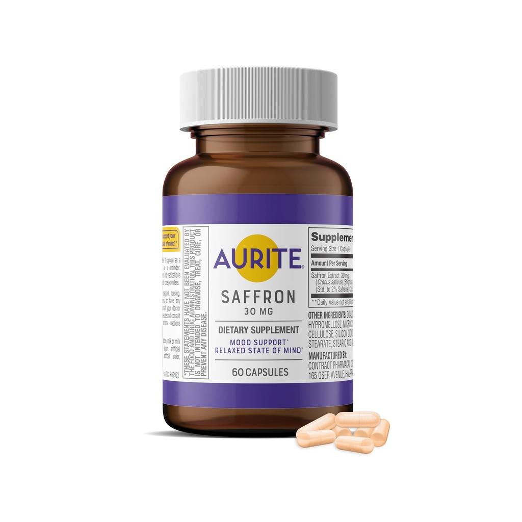 Saffron Supplement DEV124; Zarządzanie stresem, Herbal Mood Support, Pamięć długookresowa, dla kobiet i mężczyzn. 60 Hrabia, Saffron 30mg, Wegetariański Przyjazny, Nie-GMO, Gluten- Free, Soy- Free (2 miesiące dostaw)