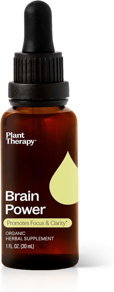 Plant Therapy Organic Brain Power Tincture 30 ml (1 oz) Wspomaga Mózg Focus & Clarity, Pomaga Mental Alertness & Memory, Suplement Boost Mózg Packed with Benefits