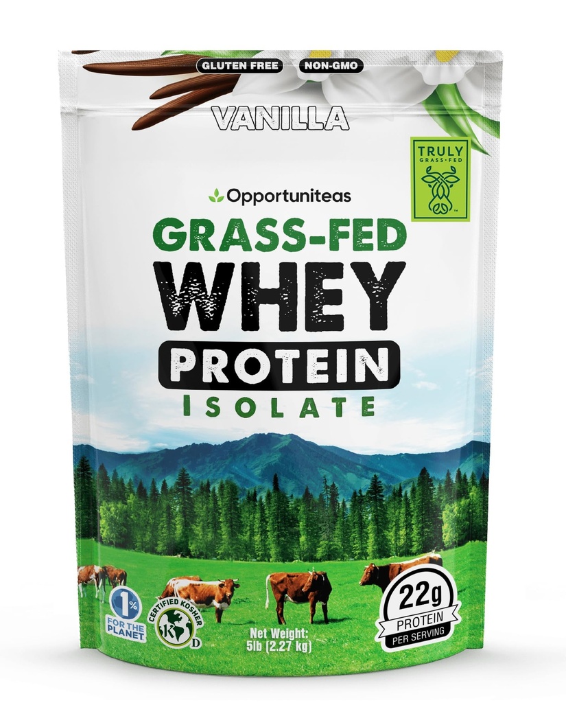 Okazja Grass Fed Vanilla Białko serwatki Izolat Proszek - 22g Proszek proteiny Bez sztucznych słodzików, Krowy bez hormonów, Nie GMO - 5lb