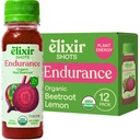 Elixir Shots, Endurance & Wellness Shot z Cold- Pressed 100% Składniki organiczne, Burak, Marchew, Seler, Lemon, Nie Dodano Cukry lub sztuczne Składniki, 12 Pack