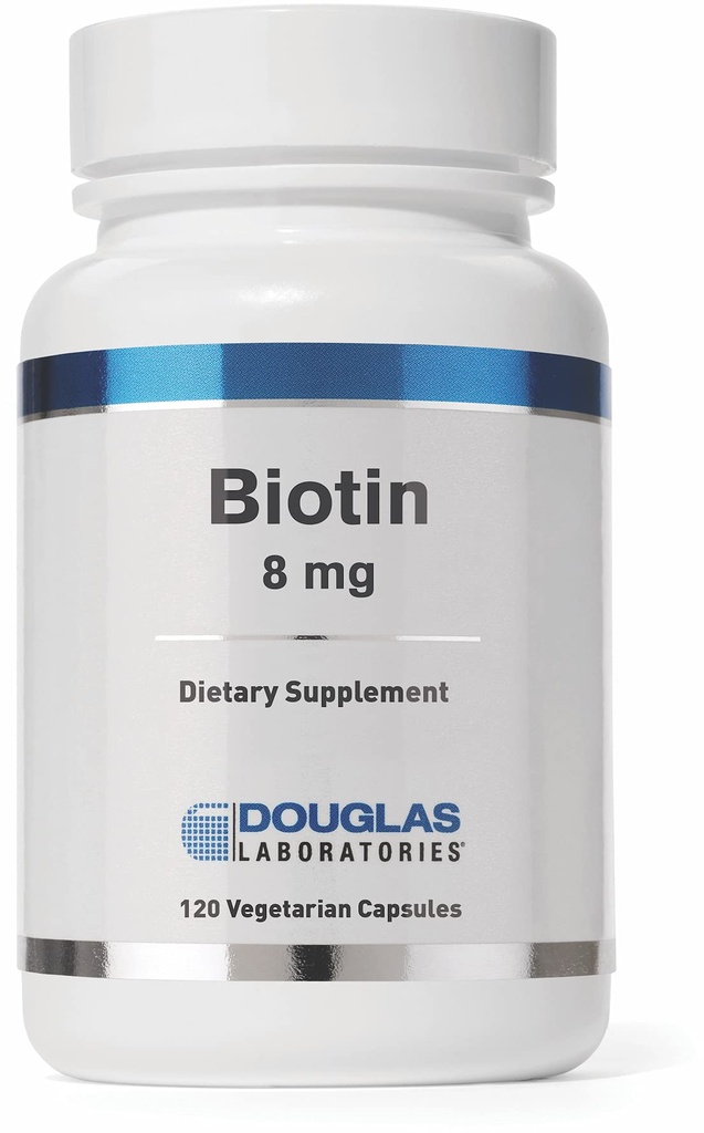 Douglas Laboratories Biotin 8 mg Ximax 124; Witamina B7 do wspierania wytwarzania enzymów i funkcji nerwów Ximax 124; 120 Kapsułki