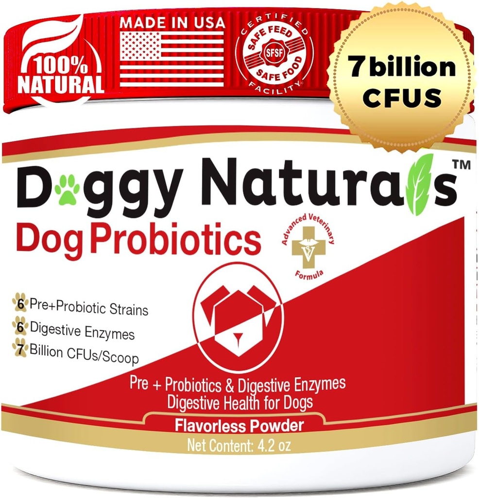 Probiotyki dla psów i kotów - Advanced Max- Siła Digestive Health, Zwiększ i utrzymać odpowiedni Gut Flora - Wszystkie naturalne Probiotyki Proszek - (Made in USA) 4.2 Oz (7 Miliard CFU Per Scoop)
