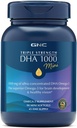 GNC Triple Strength DHA 1000 Mini Omega 3 Suplement, 1000mg, Ultra skoncentrowany, Wysoka potencja, Wspomaga rozwój mózgu i zdrowe widzenie, Burless, 90 Mini Softgels, 45 SVG, 45 Day Supply