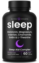 NutraChamps 10- in-1 Natural Sleep Aid for Adult - Melatonin, Lemon Balm 1000mg, Rumianek 400mg, Walerian Root 600mg, L Theanine, L Tryptofan, GABA, Magnezu Sleep Aid