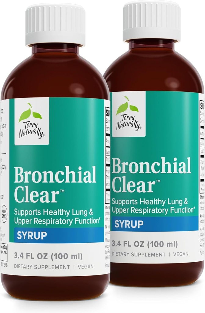Terry naturalnie Bronchial Clear Liquid - Wsparcie oddechowe dla Bronchial & Lung Health - Wsparcie Bronchial dla zdrowia oddechowego - Zdrowe Lung Support dla dorosłych i dzieci - 3.4 fl oz (Opakowanie 2)
