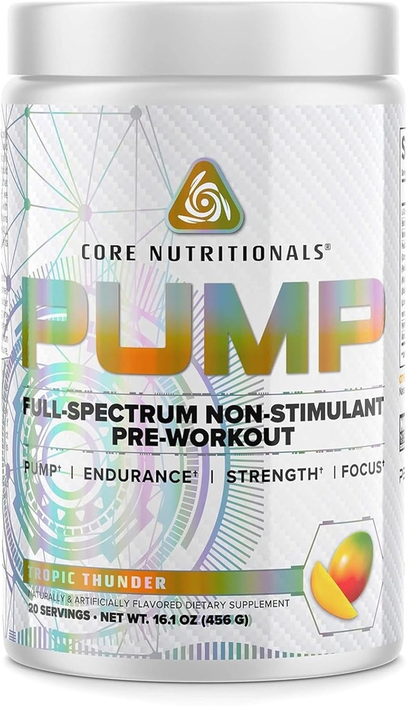 Bazowe Nutritionals Pompa Full- Spectrum Non-Stimulant Pre- Workout, z N03T Nitrate, Peak02, Alpha GPC, dla Maximum Pompa, Siła i Wydajność 20 Służenia (Czarny piorun)