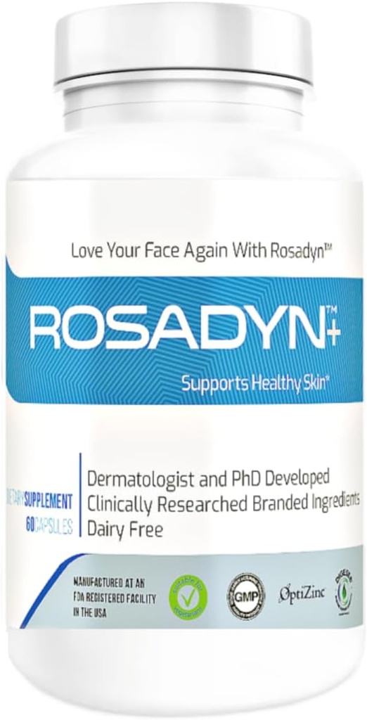 Rosacea Skin Care Supplement for Redness of Face, Eye and Nose Agregable 124; Cel Root Przyczyna objawów