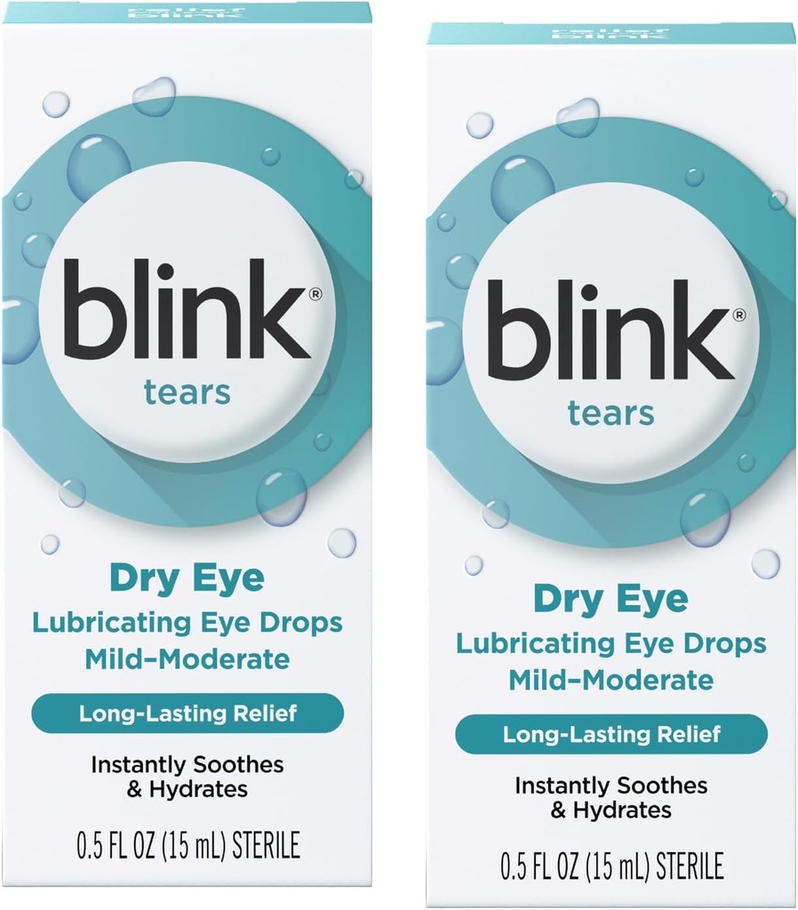 Blink Tears Lubricating Eye Drops (łagodne suche oko), 0,5 FL OZ (15 ml) - 2- Pack