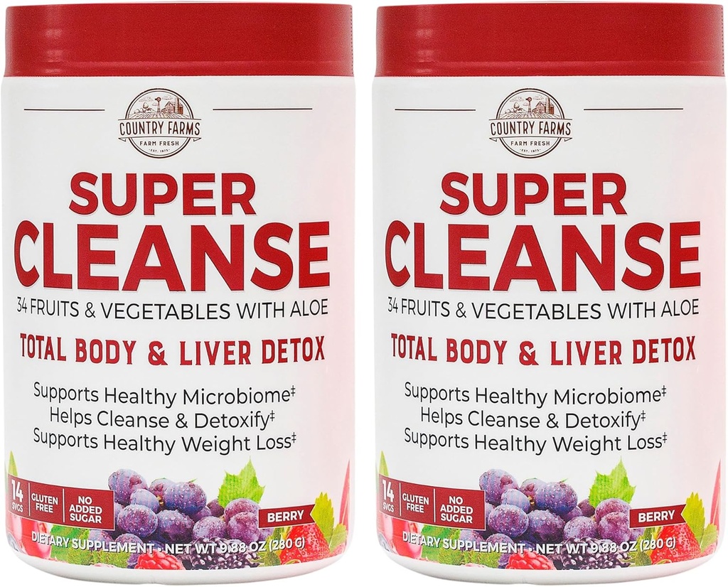 KRAJ HODOWLE Super Cleanse, Super Sok Cleanse, Wspiera Zdrowy system pokarmowy, 34 Owoce i warzywa, Promotes Natural Detoksycation, Promowanie Zdrowe zarządzanie wagą, 28 Służenie