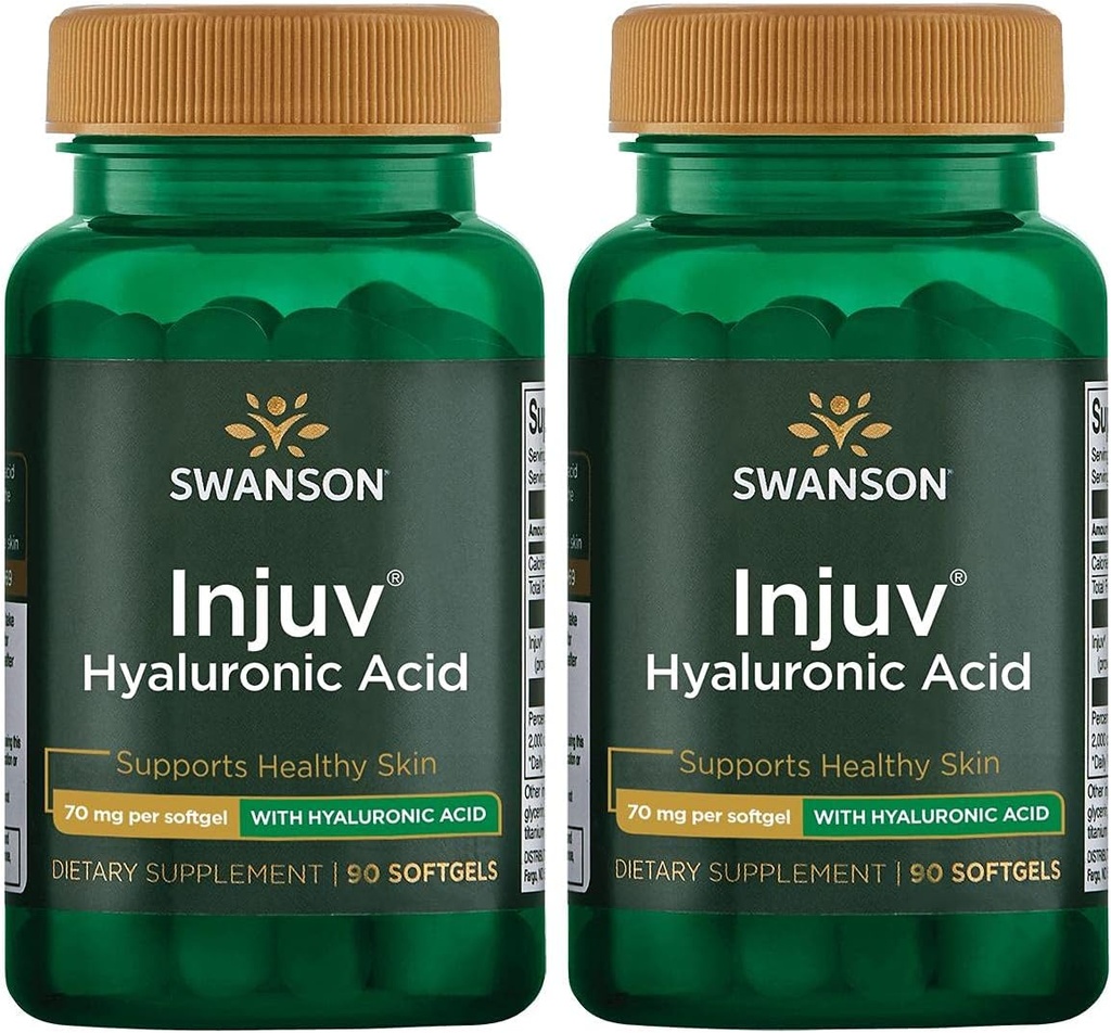 Swanson Injuv - Wspiera naturalną wilgotność skóry - (90 Softgels, 140mg Each) 2 opakowania