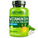 NATURELO Witamina D - 2500 IU - Roślina oparta na Lichen - Naturalny suplement D3 dla układu immunologicznego, Wsparcie dla kości, Joint Health - Vegan - Non-GMO - Gluten Free - 120 Kapsułki