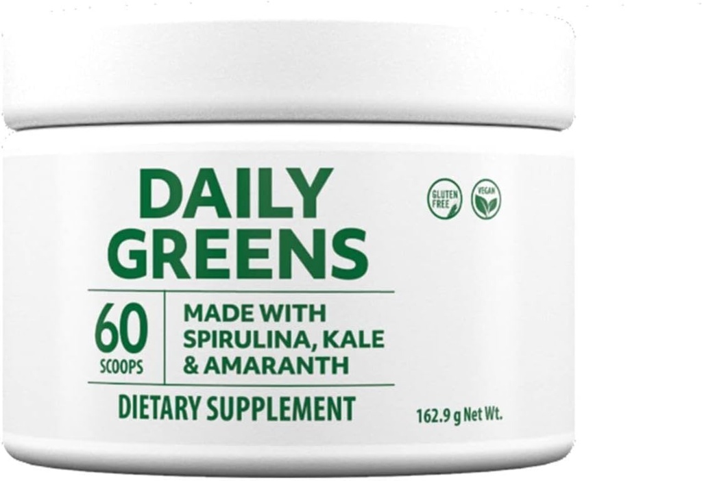 Proszek przez Market America z Spirulina, Kale, Alfalfa, Trawa pszenna, Barley Grass, Spiny Amaranth, Spinach, Brokuły, Buraki, Owoce wiśni, Marchew Root, Ginger Root, Bacillus coagulans
