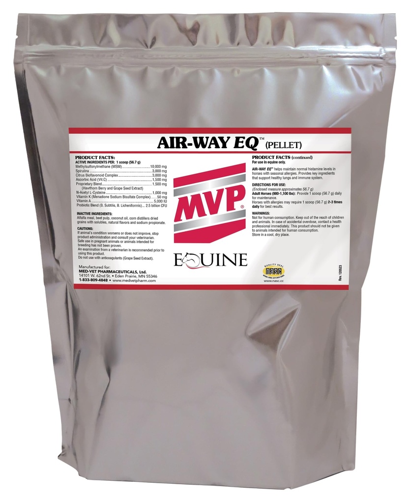 MVP Air- Way EQ (5lb) Wspiera zdrowe funkcje Lung i sezonowe wsparcie alergii w koniach