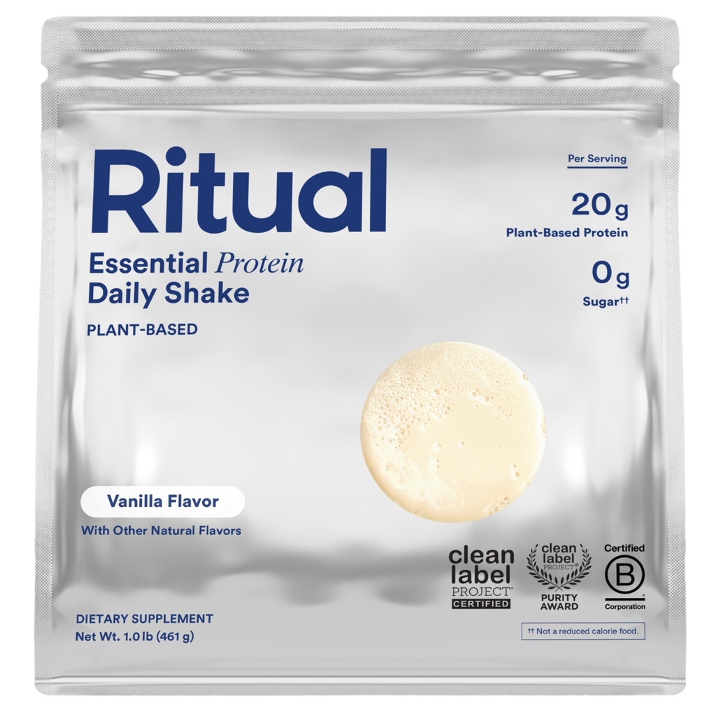 Ritual Vegan Protein Powder with BCAA: 20g Organic Pea Planted-based Protein from Regenerative Farms in USA, Kompletny Acid Acid Profil, Gluten Free, Cukier Free, Wolny od mleka, Vanilla, 1 Lbs