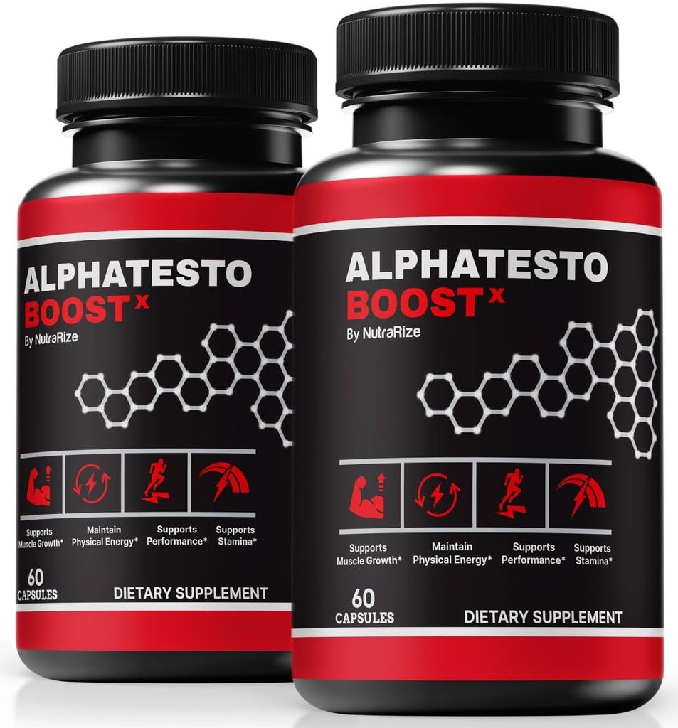 (2 Pack) Alpha Testo Boost X dla mężczyzn, Oficjalne Alpha Test Boost X Pigułki, All- Natural Formuła męska do wspierania funkcji mięśniowych i Stamina, Codzienne Nutrition for Everyday Performance Review (120 kapsułki)