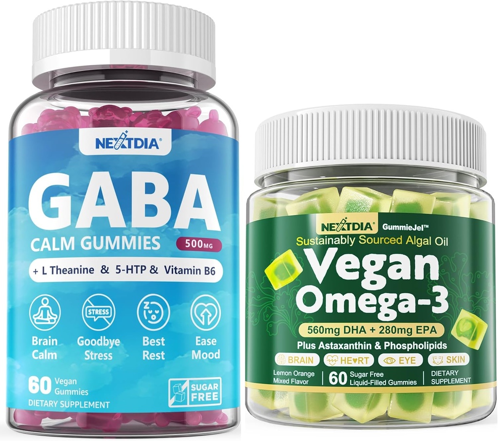 Wegańska Omega 3 Gummies 1 Pack + GABA Gummies Sugar Free 2 Pack