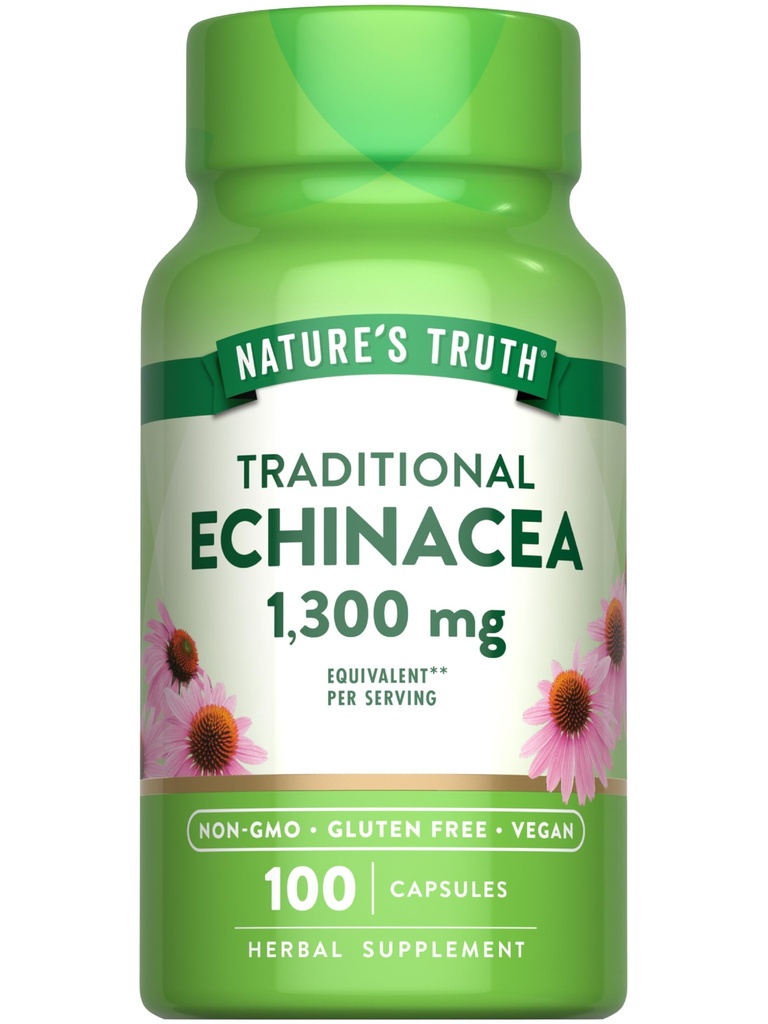 Nature 's Truth Echinacea Extract Kapsułki 124; 1300mg Capsules 124; 100 Hrabia 124; Non-GMO & Gluten Free