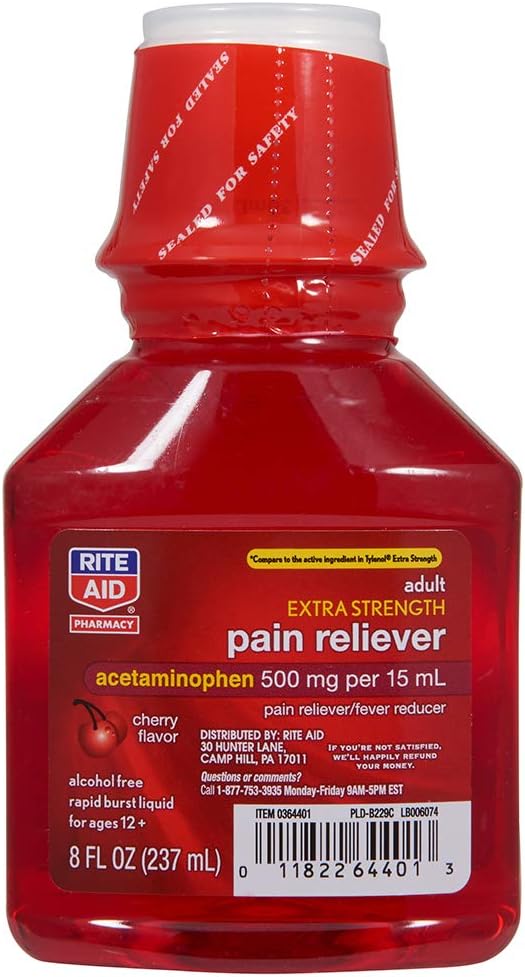 Rite Aid Adult dodatkowy ból siłowy Reliever, Cherry, 500mg - 8 fl oz