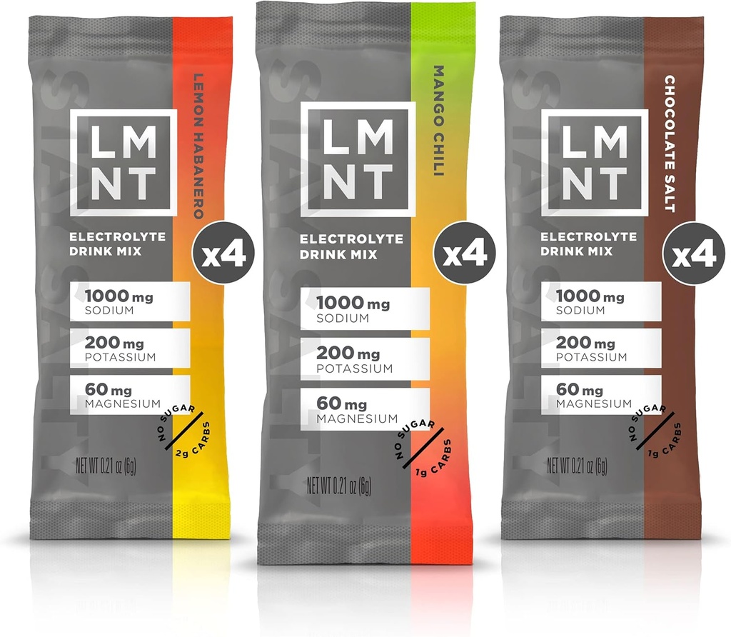 LMNT Keto Electrolyte Pakiety proszkowe 124; Paleo Hydration Drink Mix 124; Bez cukru, Brak sztucznych składników 124; Fiesta Pack 124; 12 Pakiety stick
