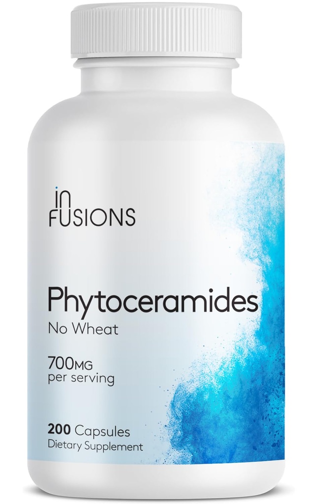 Fitoceramidy 200 Kapsułki Naprawa skóry Odmładzanie Anti-Aging Support Plant- pochodzące Ceramides 700mg Gluten Free Non-GMO
